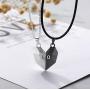 Magnetic Couples Necklace 2 Pcs Personalized Custom Letter Matching Necklaces Love Heart Wishing Stone Two Souls One Heart Necklace Pendant for Men Women Valentines Gifts