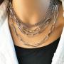 Layered Punk Chunky Chain Choker Necklace, Statement Cool Sliver Multilayer Hip Hop Necklace with Lock Pendant for Women Girls