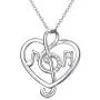 S925 Sterling Silver Musical Note Pendant Necklace, Box Chain 18 inches