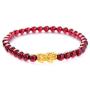 MANRUO Feng Shui The Best Prosperity Red Bead Garnet Bracelet with Golden Pi Xiu/Pi Yao Lucky Wealthy Amulet Brecelet Jewelry