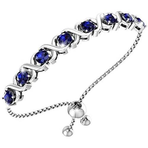 Belinda Jewelz Womens Sterling Silver Birthstones Adjustable XO Bolo Bracelet
