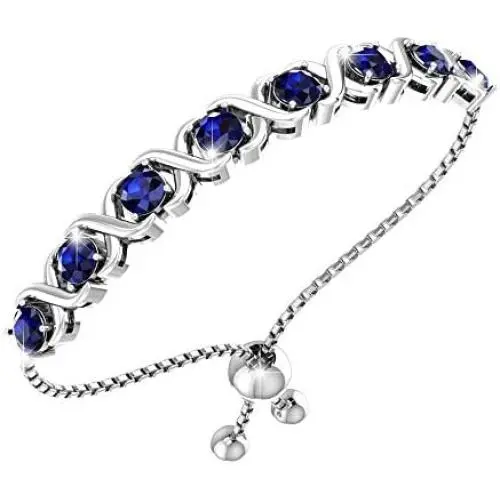Belinda Jewelz Womens Sterling Silver Birthstones Adjustable XO Bolo Bracelet