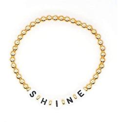 The Woos Gold Color Ball Beaded Bracelets Brass Mama Love Letter Wrapped Bracelet Boho Handmade Beads Charm Bracelet Summer Femme Friendship Jewelry for Women Stretch Stackable Bracelet