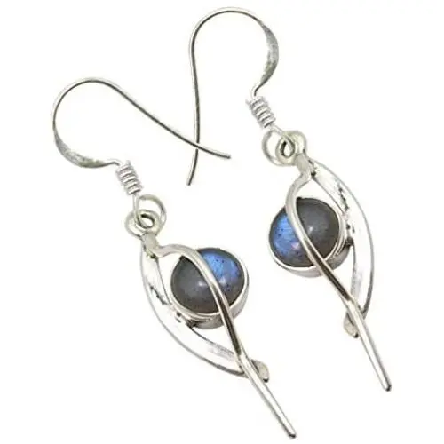 SilverStarJewel 925 Solid Sterling Silver Cabochon Labradorite Earrings 1.8'' Fashion Stone SilverStarJewel 925 Solid Sterling Silver Cabochon Labradorite Earrings 1.8'' Fashion Stone
