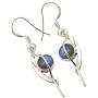 SilverStarJewel 925 Solid Sterling Silver Cabochon Labradorite Earrings 1.8'' Fashion Stone
