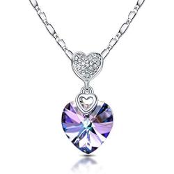 RIMAYZI Platinum-Plated Forever Love 3 Heart Crystals Necklace for Women Girl Pendant with Elegant Box Dainty Anniversary Jewelry Valentines Day Gifts for her