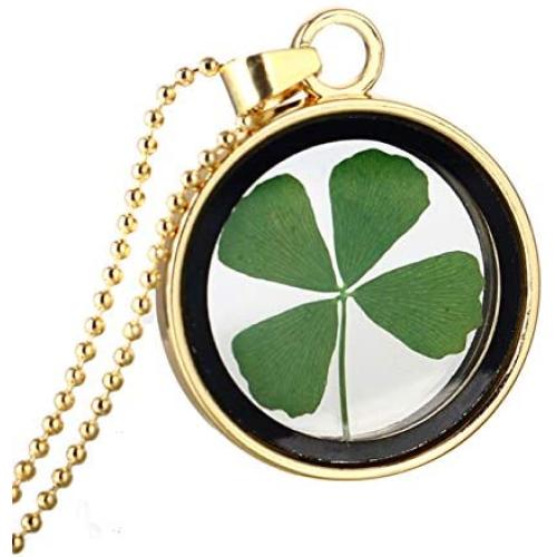 LC0507 Natural Four-Leaf Clover Necklace Simple Hollow Lucky Jewellery