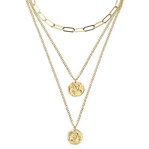 CLASSYZINT Gold Coin Necklace for Women Chain Layered Pendant Necklaces Trendy Necklace Jewelry …