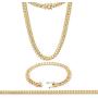BEBERLINI Cuban Link Chain 14K Gold Plated Curb Necklace 30'' Bracelet 9.5'' Stainless Steel Fashion Jewelry for Men 6 mm - 18 mm