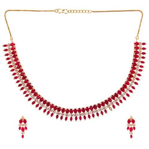 Efulgenz Indian Bollywood Gold Plated Crystal Rhinestone CZ Wedding Bridal Choker Necklace Earring Jewellery Set