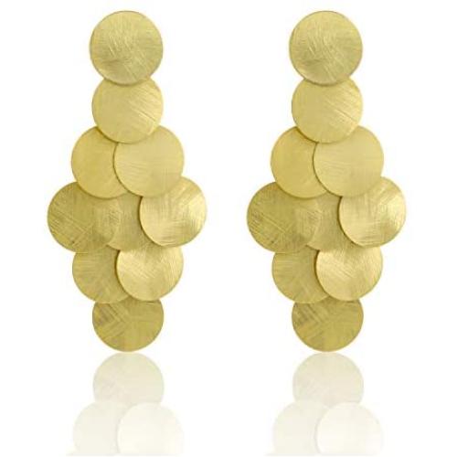 Moregone 18k Gold-Plated-Copper Drop Earrings For Women Girls Prom Birthday Party Gift Fashion Jewelry