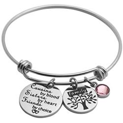 Ankiyabe Cousins Gifts Cousin Expandable Bracelet Cousins Birthday Gift Cousin Quotes Bangle with Family Tree Charm