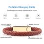 Fathers Day Gift USB Leather Charging Bracelets Portable Braided Wrist Band Bracelet Cable Data Charger Cord for iPhone(Gold Metal+ Brown Leather)