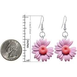 DAMLENG 8 Pairs Creative Cute Chic Boho Daisy Flower Dangle Drop Earrings Sets Unique Charm Acrylic Tiny Sunflower Dangle Earring Jewelry for Women Girls