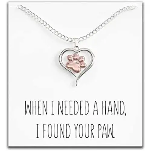 Dog Paw Necklace – Heart Shaped Paw Pendant for Women – Cute Dog Lover Charm with Message Card Dog Paw Necklace – Heart Shaped Paw Pendant for Women – Cute Dog Lover Charm with Message Card