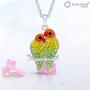 Crystal Lovebirds Scarlet Macaw Parrot,Natural Silver Pendant Fine Jewelry Gifts For Women & Girls, with Free Breathtaking Gift Box for Special Moments of Love