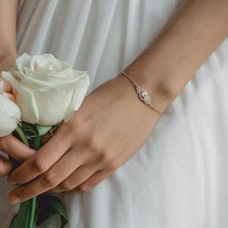 A+O Bridesmaid Gift Oval Bracelet and Earring Set, Wedding Jewelry Set in Gold, Rose Gold, Silver