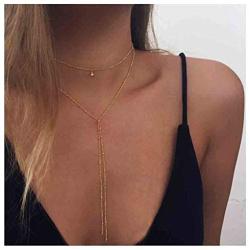 Olbye Wrap Y Necklace Jewelry Gold Chain Tassel Pendant Necklaces for Women and Girls Tassel Choker Jewelry