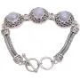 NOVICA Rainbow Moonstone and Blue Topaz .925 Sterling Silver Link Bracelet, 7'', Temple Roof NOVICA Rainbow Moonstone and Blue Topaz .925 Sterling Silver Link Bracelet, 7'', Temple Roof