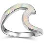 Angol 925 Sterling Silver Wave Jewelry Set, Wave Ring Necklace Earring Ocean Sea, Opal Jewelry Set with Gift Box