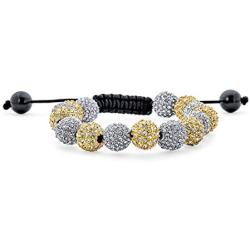 Black Blue White Or Gold Tone Pave Crystal Disco Ball Shamballa Inspired Bracelet for Women Men Adjustable Cord String