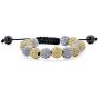 Black Blue White Or Gold Tone Pave Crystal Disco Ball Shamballa Inspired Bracelet for Women Men Adjustable Cord String