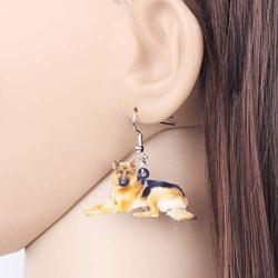 DUOWEI Acrylic Adult German Shepherd Dog Earrings Dangle Drop Jewelry Charms Gifts for Women Teen Girls Kids