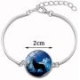 Hollow Crescent Moon Wolf Necklace Pendant Stud Earrings Vintage Time Gemstone New Moon Charm Bracelets for Women Girls Trendy Christmas Jewelry Set(04)