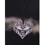Wicca Norse Viking Trinity Irish Knot Heart-Shaped Double Wolf Head Pattern Pendant Necklace