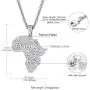 Mens Womens Shiny Cubic Zirconia Africa Map/Broken Heart/Maple Leaf/Wave/Praying Hands/Cross Pendent Necklace with Spiga Chain 22+2(Extended) 18K Gold/Platinum Plated Hip Hop Jewely(Send Gift Bxo)