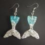 Sequins Mermaid Tail Earrings For Women Fantasy Ocean Princess Earrings Tassel Earrings Creative Ear Hook Translucent Fishtail Pendant Pearl Earrings
