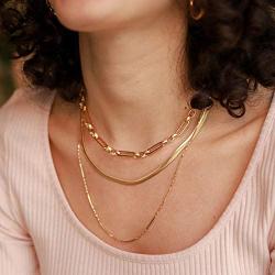 BOUTIQUELOVIN 14K Gold Plated Paperclip Link Chain Choker Necklace for Women Girls
