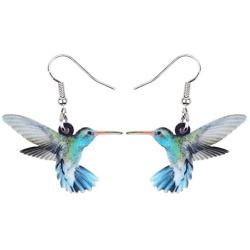 DOWAY Acrylic Colorful Flying Hummingbird Earrings Drop Dangle Bird Jewelry for Women Girls Funny Party Gifts