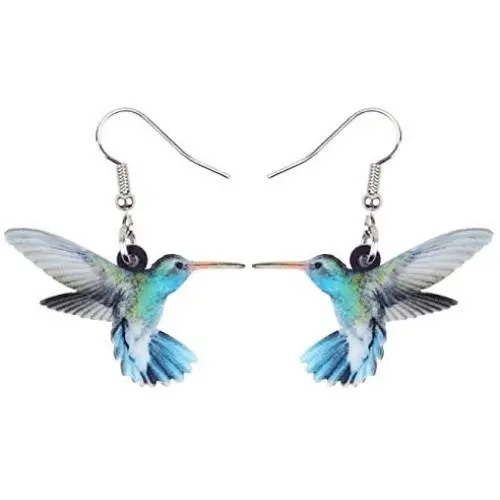 NEWEI Acrylic Flying Sweet Hummingbird Bird Earrings Dangle Drop Jewelry For Women Girl Gift Charms