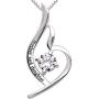 ALOV Jewelry Sterling Silver Mother and Daughter Cubic Zirconia Pendant Necklace