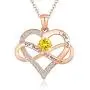 sovesi Infinity Heart Necklace for Women, Rose Gold Love Birthstone Pendant Necklace with Cubic Zirconia Jewelry Birthday Gifts for Women