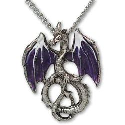 Mystical Purple Dragon Medieval Renaissance Pendant Necklace