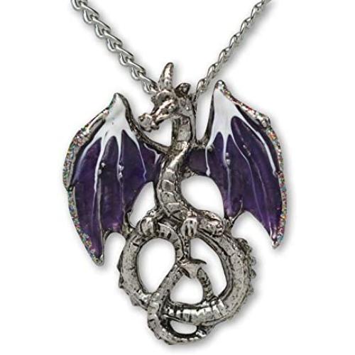 Mystical Purple Dragon Medieval Renaissance Pendant Necklace