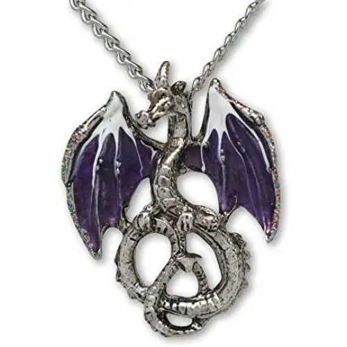 Mystical Purple Dragon Medieval Renaissance Pendant Necklace Mystical Purple Dragon Medieval Renaissance Pendant Necklace