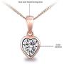 Amnoz Rose Gold Plated Sterling Silver Single Paving Cubic Zirconia Heart Pendant Necklace