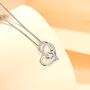 Klurent Silver Love Heart Pendant Necklace for Women 5A Cubic Zirconia 14K White Gold Plated Silver Double Heart Necklaces Gift for Women Girlfriend Wife on Christmas