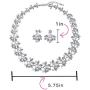 Bridal Large Fashion Vintage Style Leaves Leaf Motif Simulated White Pearl Cubic Zirconia Pave CZ Leaf Bib Statement Necklace Jewelry Set for Women Weddings