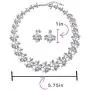 Bridal Large Fashion Vintage Style Leaves Leaf Motif Simulated White Pearl Cubic Zirconia Pave CZ Leaf Bib Statement Necklace Jewelry Set for Women Weddings