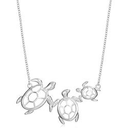 Sterling Silver Turtle Family Necklace, 18''