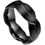 DOUX 8mm Mens Black/Silver Tungsten Carbide Ring Brushed Infinity Knot Pattern Wedding Band Comfort Fit High Polished