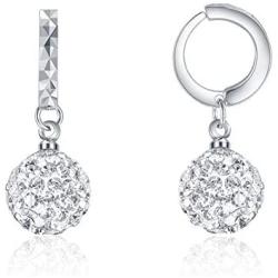 SKA Jewelry Sparkle Crystal Disco Ball Earrings Dangle Earrings for Women Studs with White Gold Plated 8mm 10mm