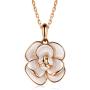 AllenCOCO 18K Gold Plated Enamel Rose Flower Pendant Necklace for Women