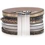 Suyi Women Wrap Bracelet Multilayered Leather Braided Bangle Wrist Cuff Bangles with Magnetic Buckle