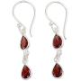 NOVICA Garnet .925 Sterling Silver Teardrop Dangle Hook Earrings Mystical Femme