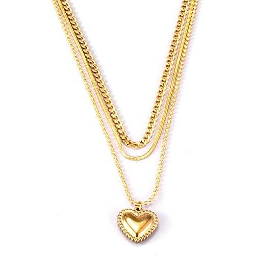 ARZASGO Dainty Heart Necklace, 18K Gold Plated Heart Choker Adjustable Length Necklace Pendant Jewelry Gift for Women Girls